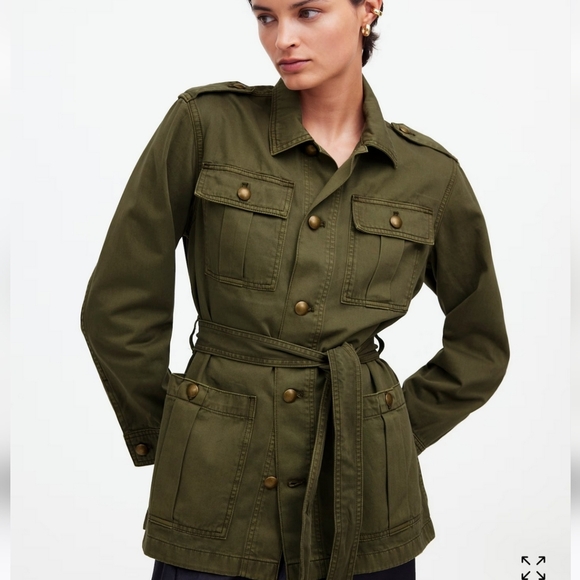 Madewell Jackets & Blazers - Madewell Chino Safari Jacket in Faded Ivy Medium Cotton Cargo Utility Belted